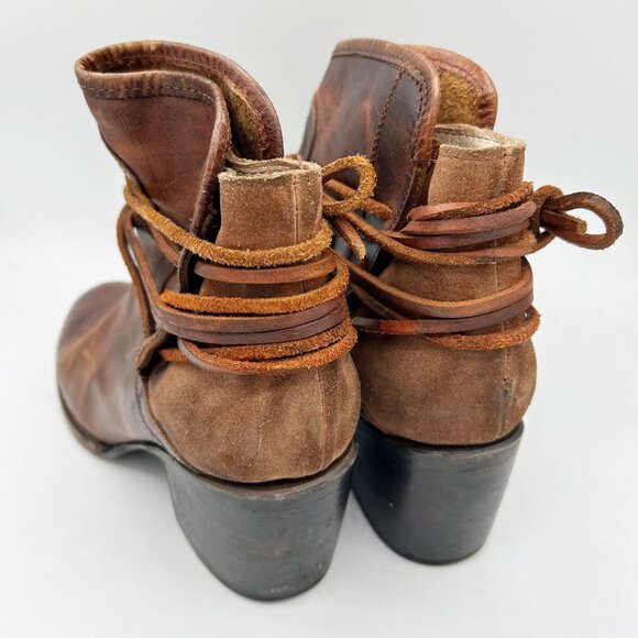 Free Bird Brown Leather Casey Boots Boho Distressed Size 8 Women's - Picture 5 of 6